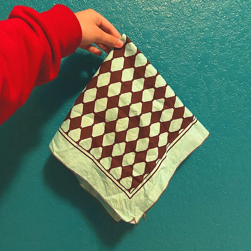 💙✨ Mint and Brown Checkered Bandana ✨💙